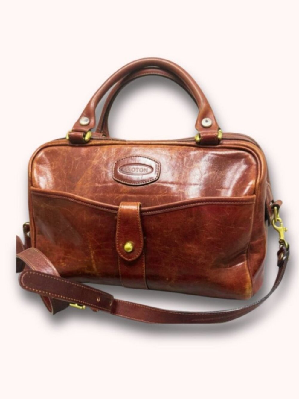 Vintage Oroton Chestnut Brown Leather Satchel | Authentic Australian Made